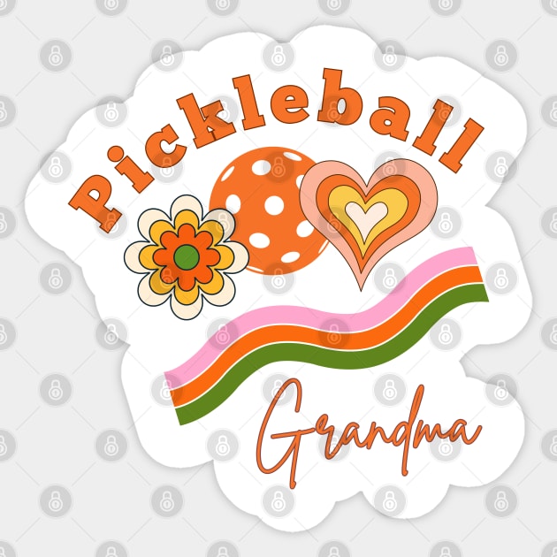 pickleball grandma player retro  heart flower dink paddle Sticker by KIRBY-Z Studio